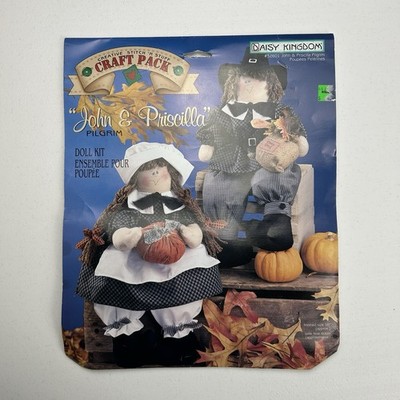 Thanksgiving Pilgrim Dolls Kit 16  Vintage 90s Daisy Kingdom Fall Decor Craft