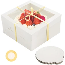 NPLUX 20 Pack White Cake Boxes with Window Cajas Para Pasteles 12x12x6 Inches...