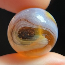 Vintage Marbles CAC MFC Christensen Amber Slag Marble Nine and Tail Mint-