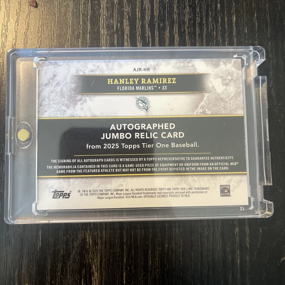 2025 Topps Tier One HANLEY RAMIREZ /99 JUMBO RELIC AUTO Blue Foil LA Sox Marlins - Image 2 of 2