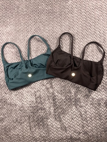 2er Set Lululemon Wunder Schleppe Träger Racer BH Heritage Größe 2 schwarz grün