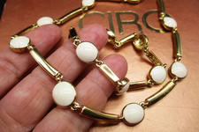 1980s Vintage Original Boxed SIGNED CIRO Gold Plate Enamel Necklace Bracelet Set
