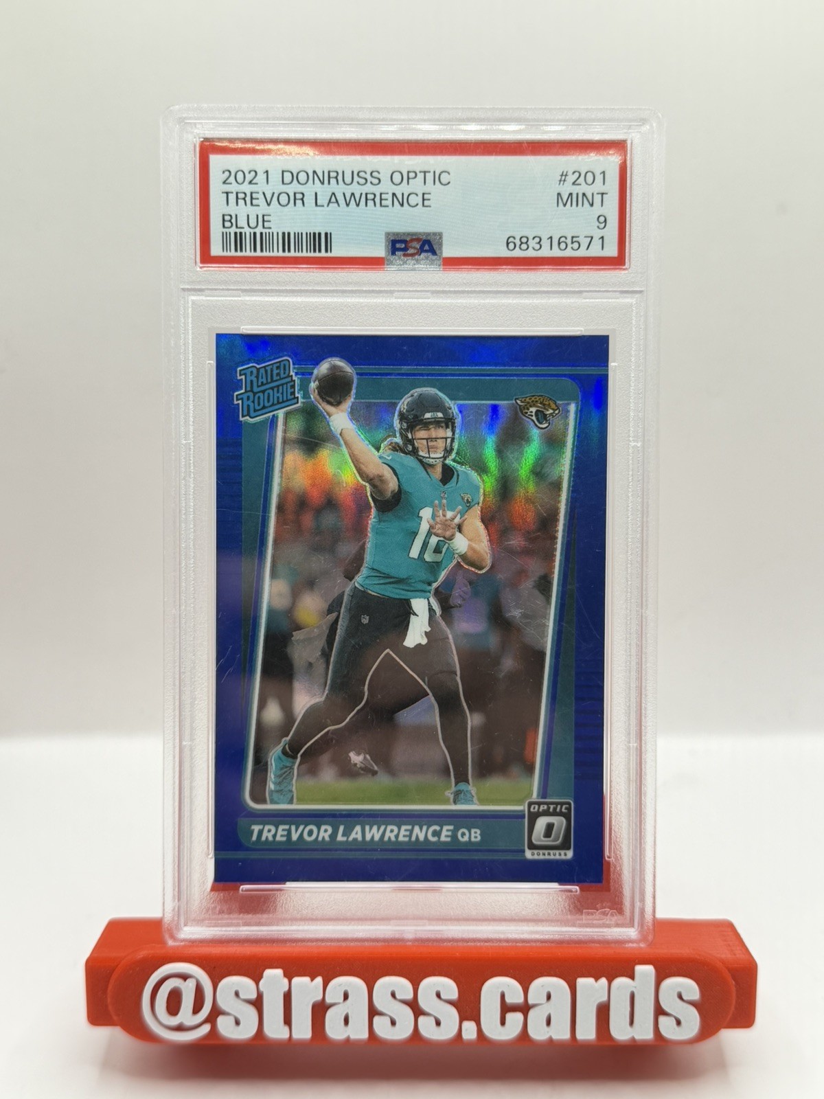 2021 Panini Donruss Optic Rated Rookie Trevor Lawrence #201 Blue Prizm /179 (RC)
