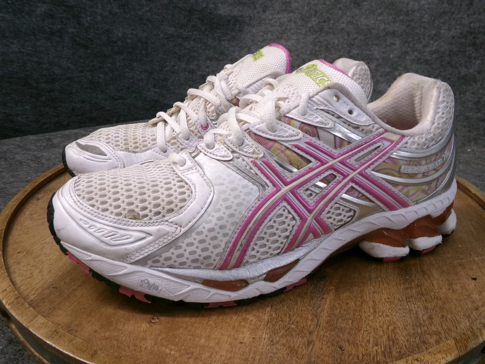 Zapatos para correr retro ASICS Gel-Kayano 16 para mujer talla 9,5 Y2K plateados blancos rosa T050N Foto 4 de 4
