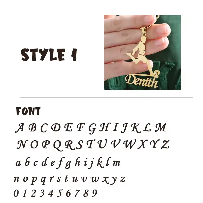 Nombre Personalizado Deportes Cadena Collar Colgante Joyería Fútbol Baloncesto Fútbol Foto 4 de 4