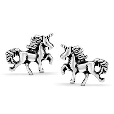 Galloping Mystical Sterling Silver Unicorn Stud Earrings