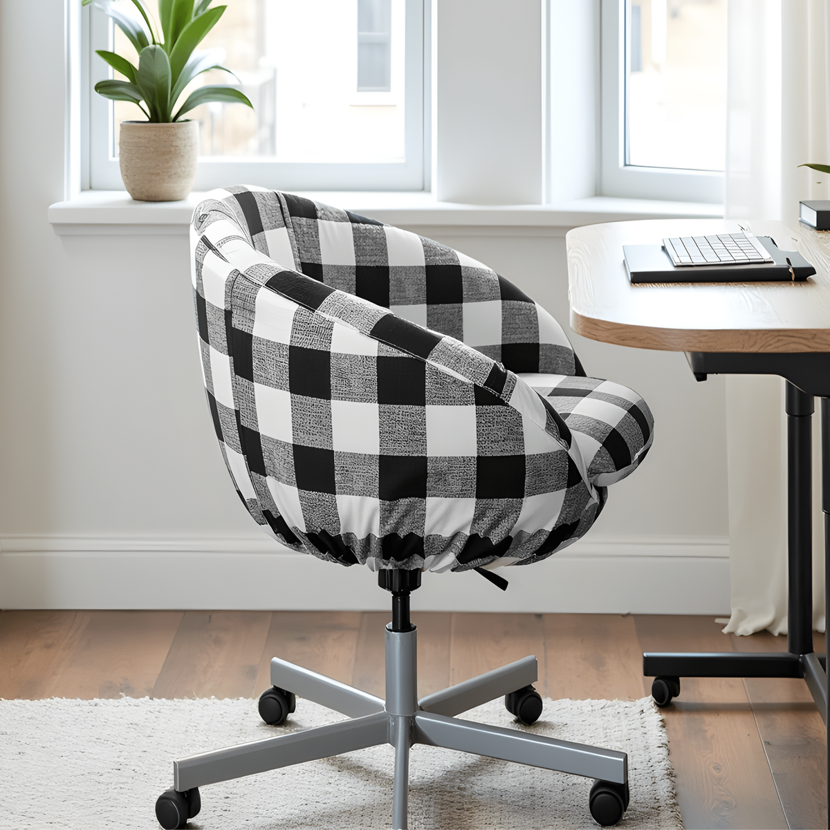 Black Buffalo Check Scandinavian Slip Cover, Compatible with IKEA