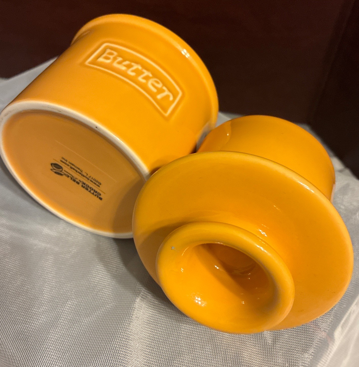 Butter Bell Crock Ceramic Butter Keeper By L.Tremain Bright Yellow Farmhouse