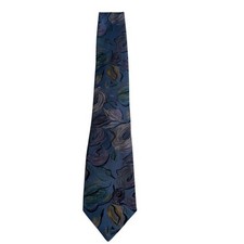 Oscar de la Renta Studio Blue Floral Silk Blend Necktie Made in USA