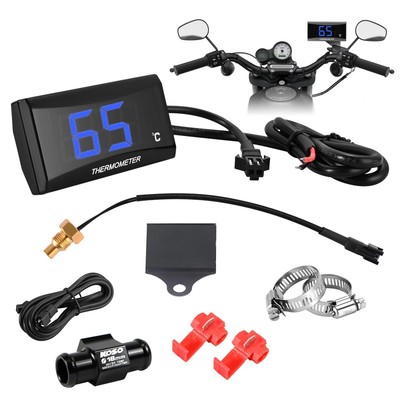 DC 12V Motorrad Thermometer Digital Blau LED Wassertemperaturanzeige Sensor DHL