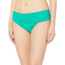 La Blanca Swim Island Goddess Shirred Hipster Bikini Bottoms 10 Aquamarine NWT