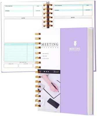 Yoment Meeting Notebook for Work, Work Planner Notebook 5.5x8.5,200 pages