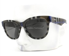 Burberry Sunglasses BE4432U 4147/87 Transparent Gray Blue Check Plaid with Case