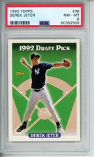 1993 Topps Derek Jeter #98 1992 Draft Picks Rookie RC PSA 8 NY Yankees