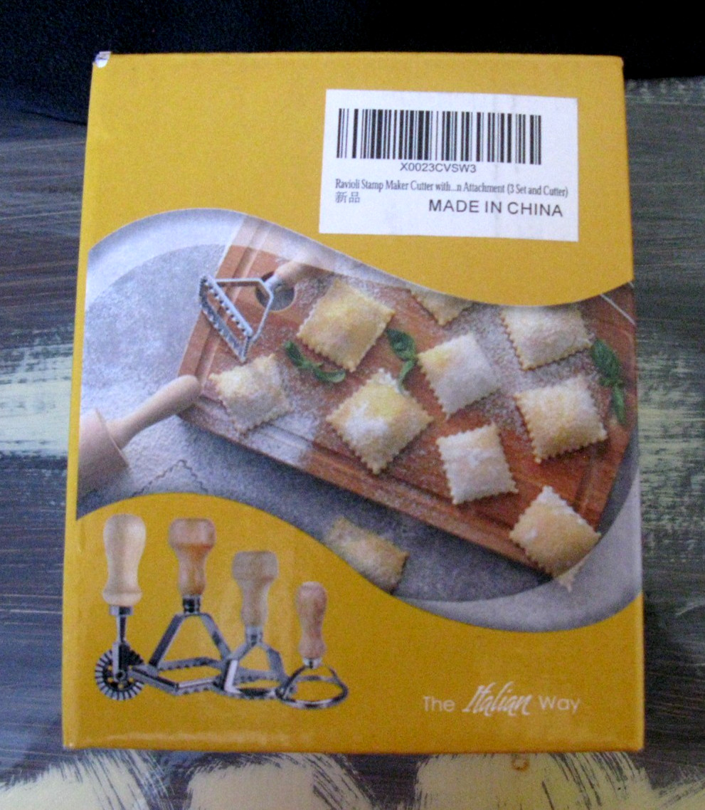 PASTA   Set of 3 & RAVIOLI Stamp Maker Cutter-all with Wood Handles- Italian Way