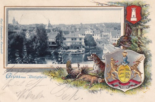 Gruss aus Bietigheim Präge-AK 1899 Litho Wappen Baden-Württemberg 2507099