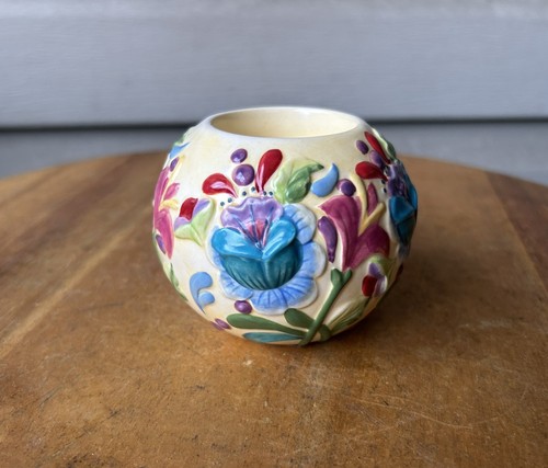Jim Shore Enesco Floral Spring Ceramic Round Tea Light Candle Holder 3" 2004