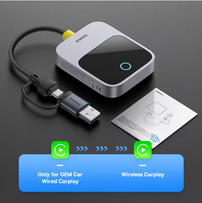Baseus Wireless CarPlay Adapter Plug & Play Bluetooth Auto Connect Car Kit