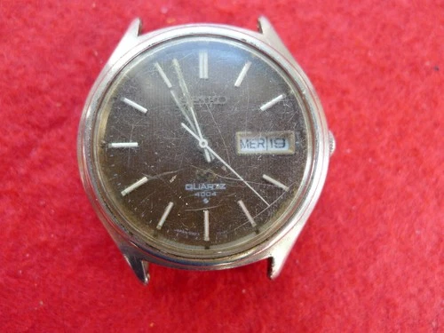 Vintage SEIKO SQ 4004 Quartz Day Date Watch 0903-7039 RARE Brown Dial - Repair