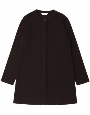 MARKS & SPENCER Womens Longline Cardigan Sweater UK 12 Medium Black Wool XQ02