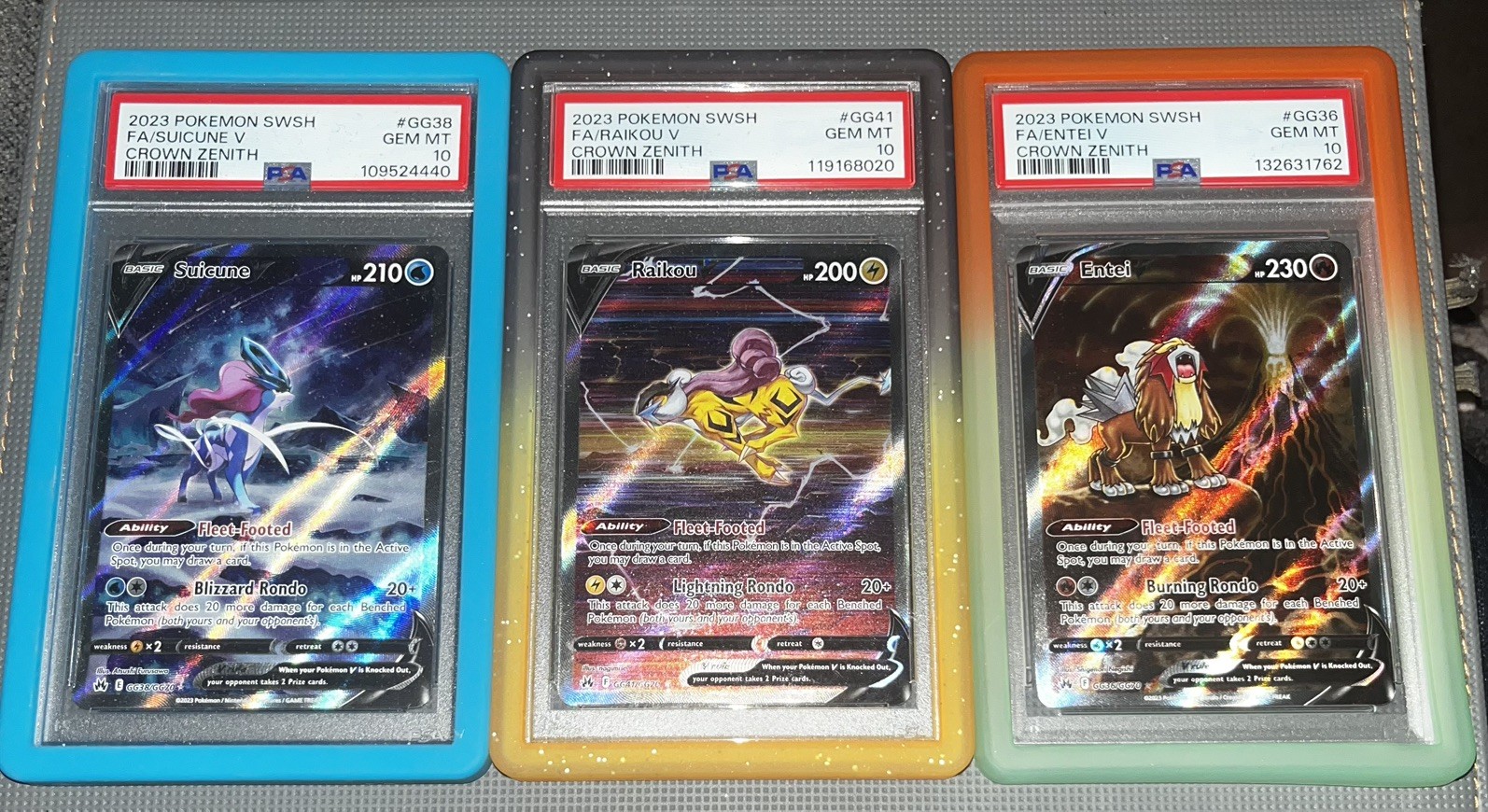 PSA 10 Suicune Raikou Entei V Crown Zenith GG36, 38, 41 SWSH Pokemon
