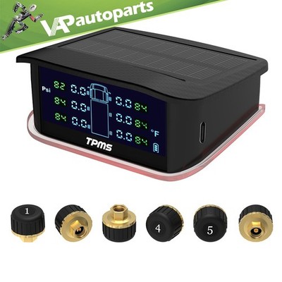 Tire Pressure TPMS Monitoring System Black System Security Alarm 6 PC Sensor