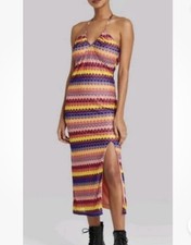 Wild Fable Women's Size XXL Crochet Halter Dress Striped Multi Color Back Ties