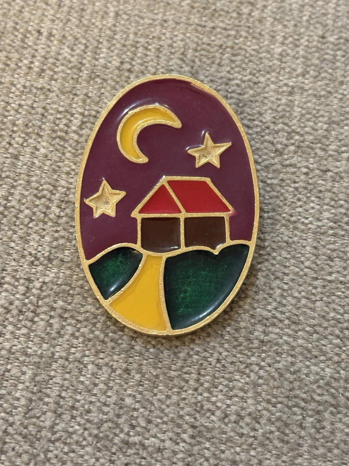 Florenza Enamel House Oval Pin Broach