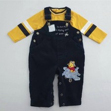 Vtg Disney Winnie the Pooh Corduroy Overalls And Bodysuit 12m Airplane Set