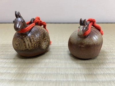Horse Zodiac Figurine Ceramic Mino Ware Mino-yaki Used Pair