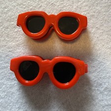 2 Vintage Goody Plastic Hair Barrettes Red Sunglasses 1980s Clasp