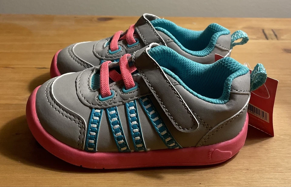 Zapatos Garanimals para niñas pequeñas rosa gris suelas de goma Foto 2 de 4