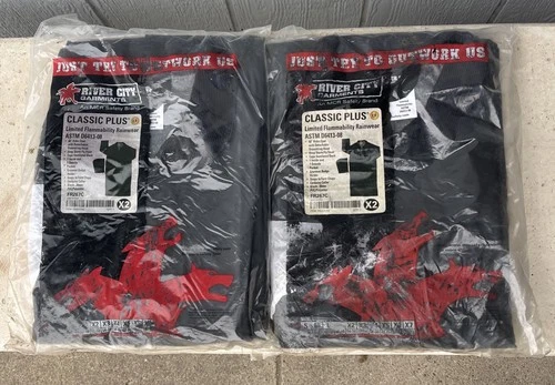 Lot Of 2 River City Garments Flame Resistant Raincoat ASTM D6413-08  Size X2 - product listing photo