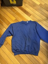 Vintage 80s Hanes Activewear Crewneck Sweatshirt Faded Blue Blank Large