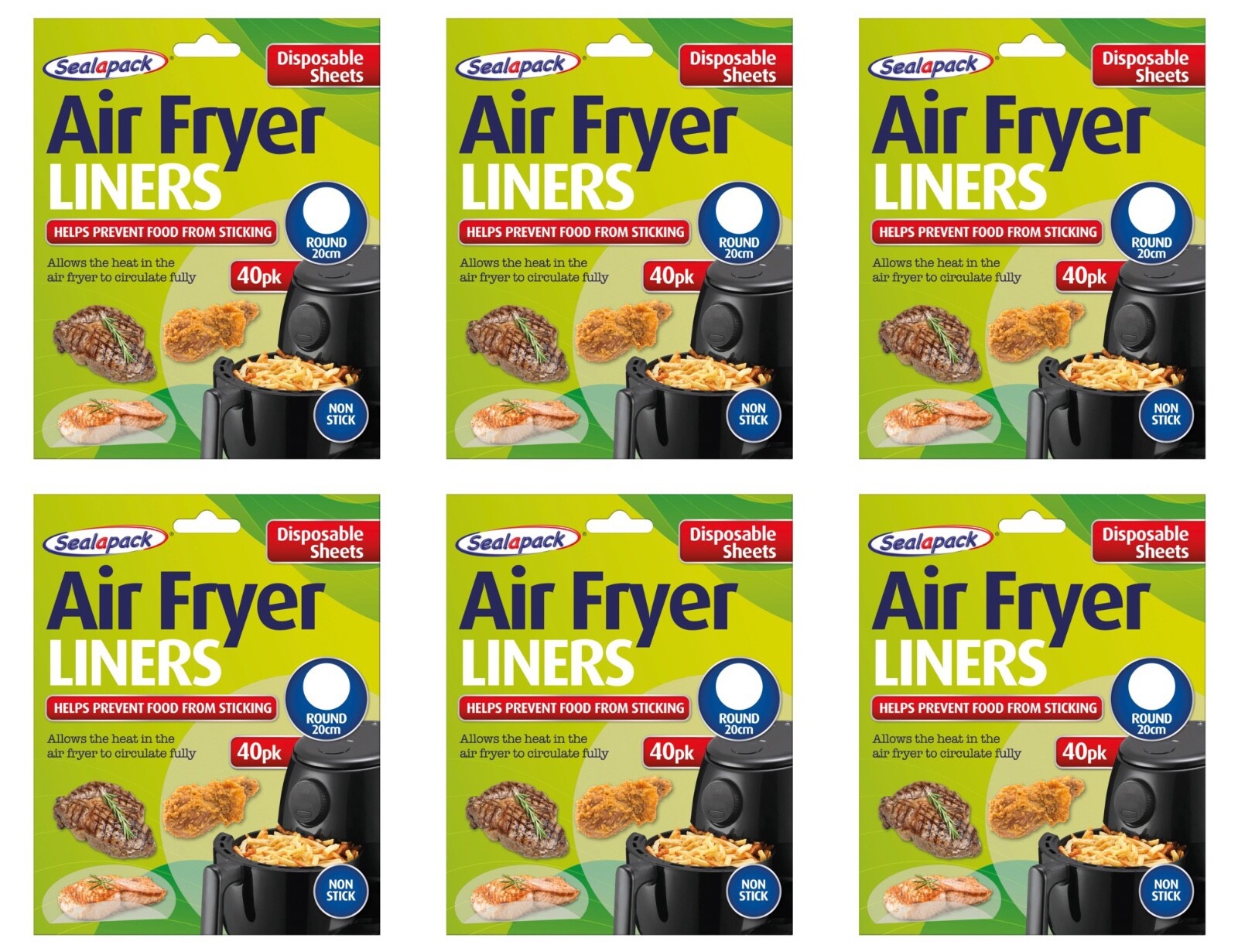 240x Sealapack Air Fryer Liner Round Disposable Non-Stick Heat Circulate 20cm