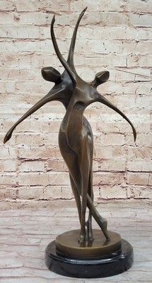 Hot Cast Bronze Figurine: Original Signed Milo Sculpture, Abstract Shall We Danc