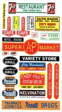 Store signs - Grocery - Restaurants - Banks DIORAMA'S 1/43rd Scale Waterslide
