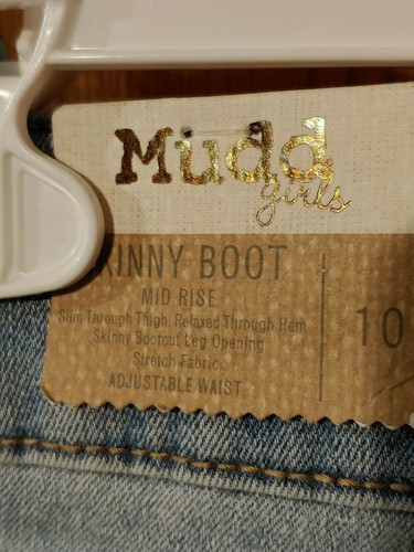 NWT Girls Mudd Mid Rise Skinny Boot cut Jeans sz 10 Adj. Waist Distressed -673 - Picture 5 of 5