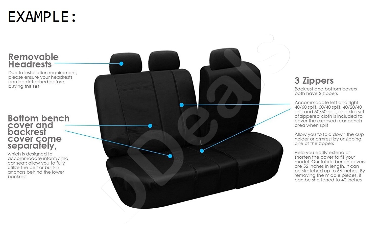 Black Grey Sport Stripe Car Seat Covers Cover 9pc Front Rear Set For