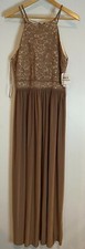  109 NWT R  M Richards INC Nightway Ball Gown Taupe/Ivory Dress Size:12
