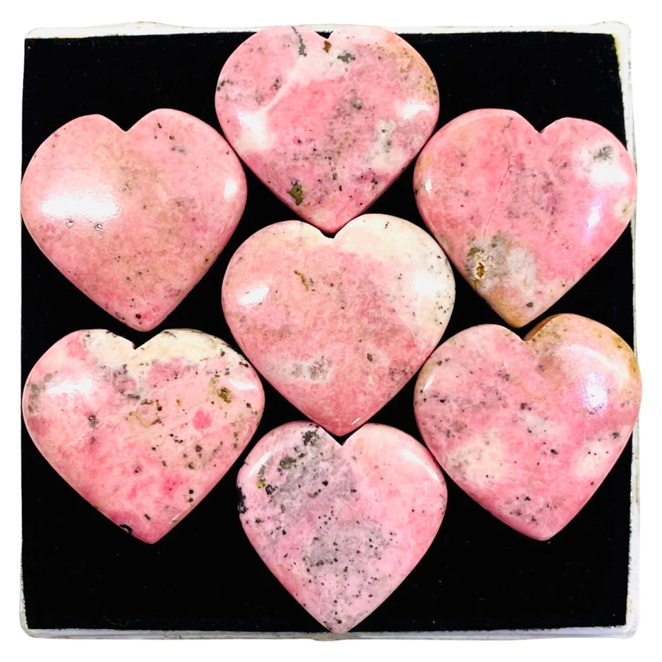 7 piezas piedras preciosas de cabujón sueltas en forma de corazón de rodonita natural 28,5-30 mm 371,1 quilates Foto 2 de 4