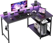 L Shaped Gaming Computer Corner Desk,PC Gaming Desk Table with Monitor Riser