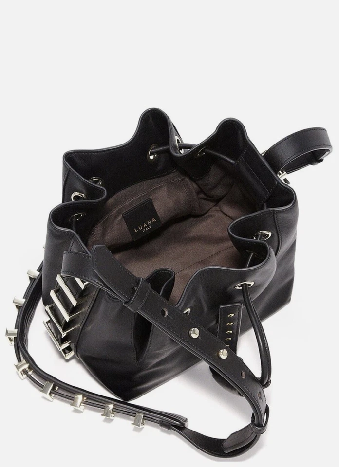 Сумка-ведро Luana Italy Nico Mini черная черное дерево кожа - Изображение 3 из 4