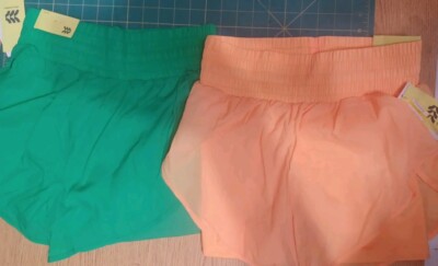 2 Pk. Green-Orange- Women's Translucent Tulip Shorts 3.5''  All in Motion Size XS