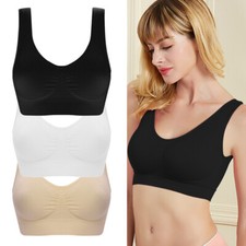 Womens Seamless Sports Bra Yoga Crop Tops High Impact Workout Running Racer back
