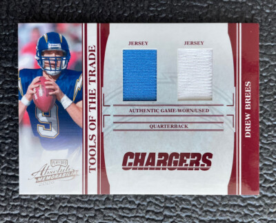  DREW BREES 2006 ABSOLUTE TOTT DUAL RED 2 COLOR GAME USED JERSEY /100! SAINTS!