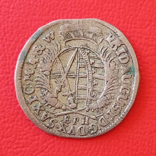 1/12 Thaler Saxony Albertine Line 1695 vf / SILVER / KM#646 - Picture 2 of 2