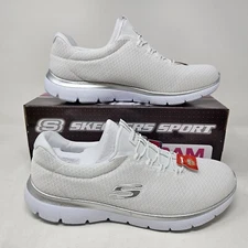Wmns Skechers Summits Comfy Casual Shoe / White Silver / 12980W / Size 9 WIDE