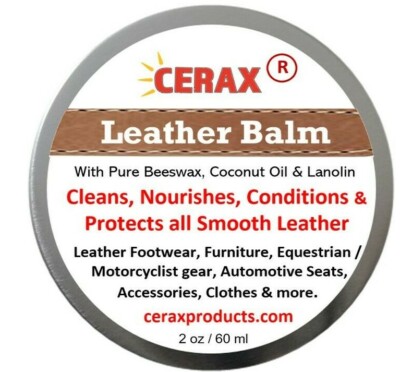 CERAX Leather Balm cleans, conditions and protects Handbags, Shoes, Clothes.... 