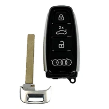 OEM AUDI Keyless Remote Fob 4 Button + UNCUT Key Insert IYZ-AK2